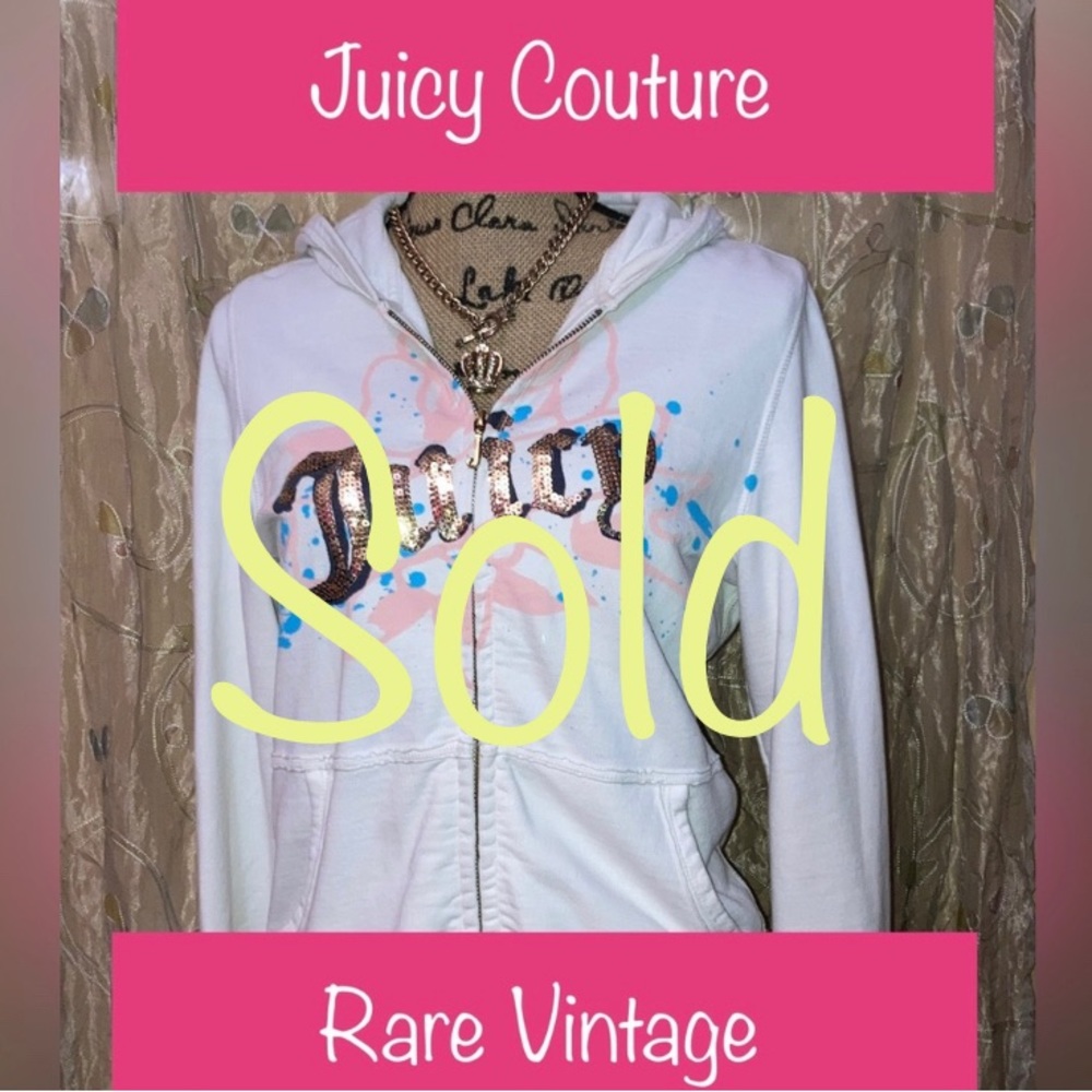 💖Gorgeous! XL RARE Y2K Juicy Couture Zip Up Sequin Hoodie in EUC 💖